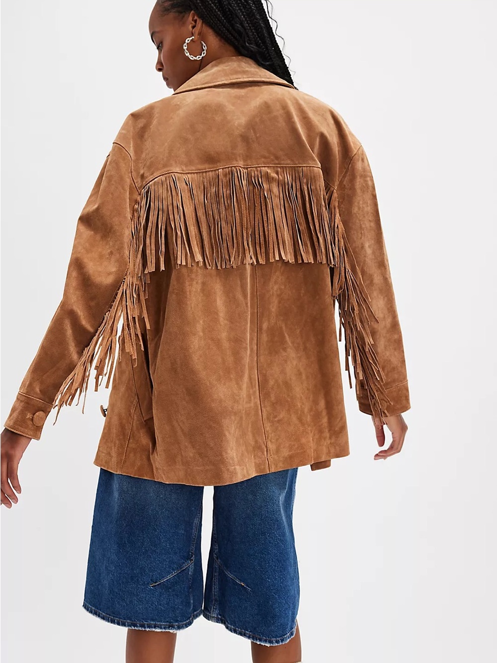 Blank NYC Brown Suede Double-Breasted fringe Jacket xs - Picture 5 of 13